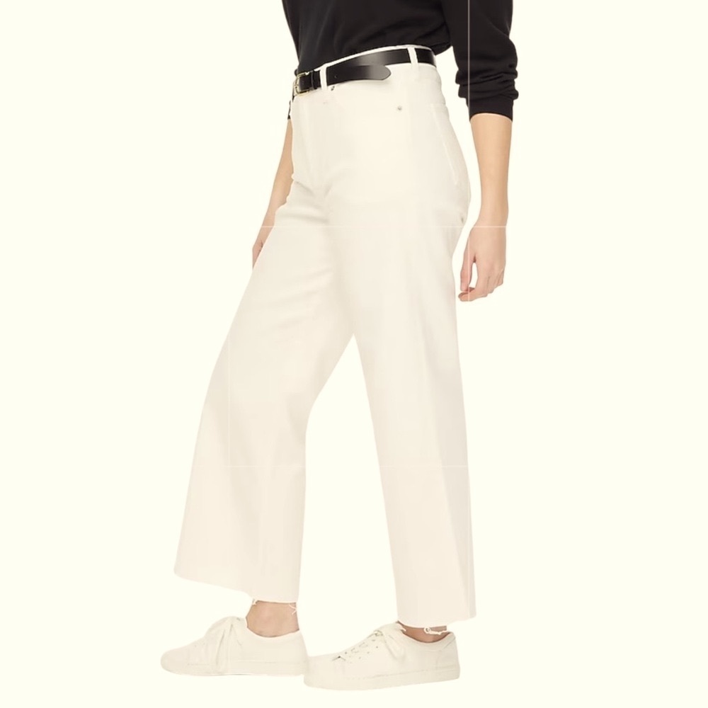 NEW‎ J. CREW Curvy wide-leg cropped jean in all-day stretch in White Size 32 - Picture 2 of 8